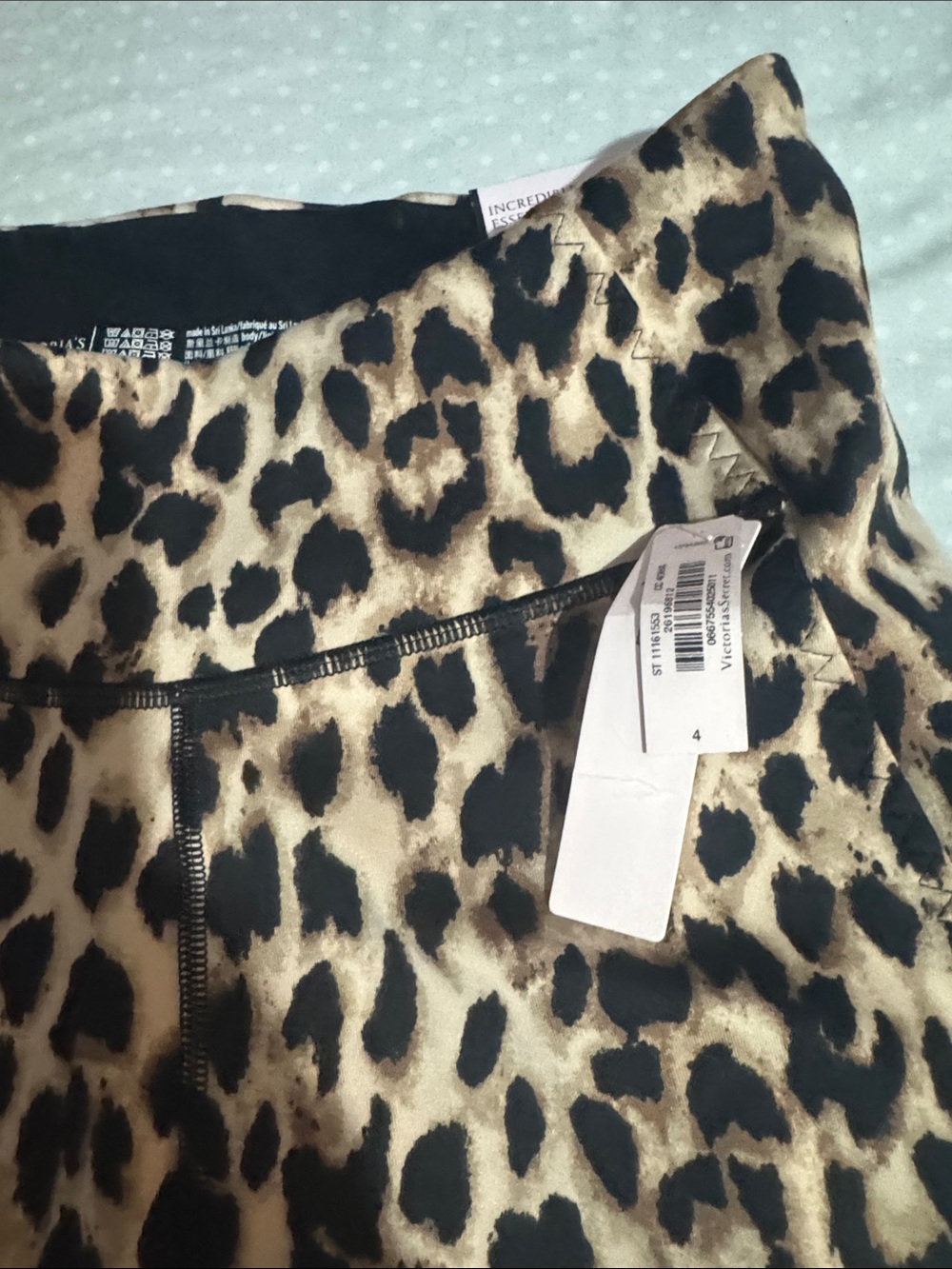 Victoria's Secret Leopard Print Leggings with Black Side Lace-Up - Picture 3 of 5